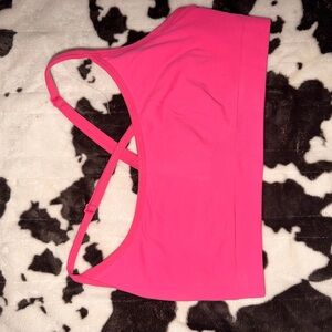 Fabletics Sleek Seamless Strappy Low Impact Bra in Pink Cactus